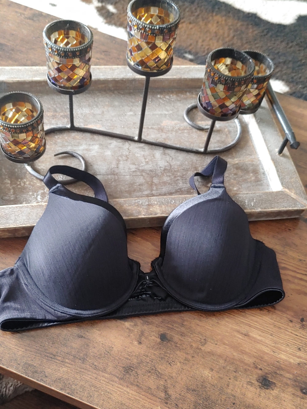 NWOT Vanity Fair 36B Tuxedo Sexy Black Padded Underwire Front Closure bra